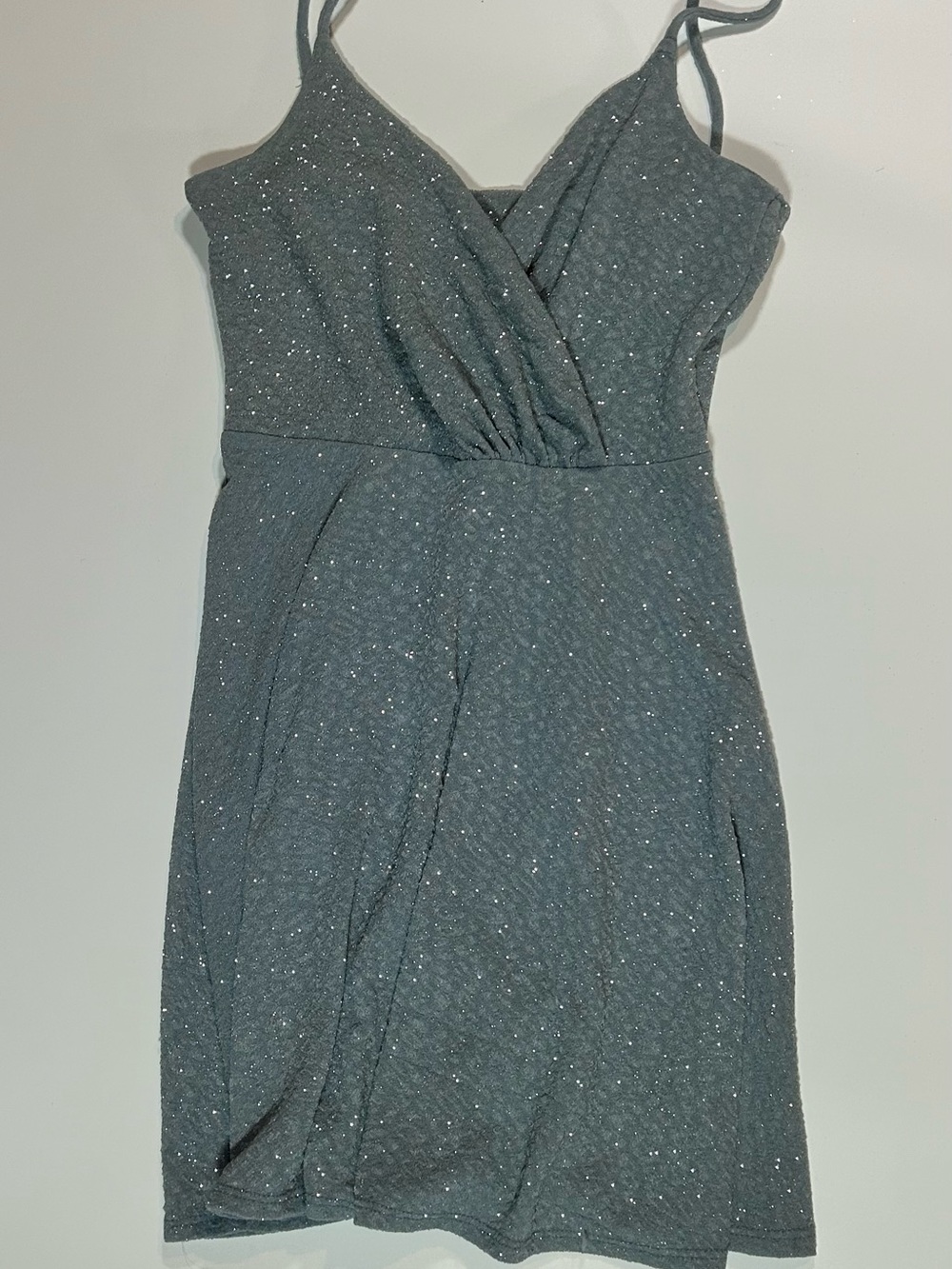 Windsor Silver Gray Glitter Bodycon Mini Dress Rhinestone Back Size Small